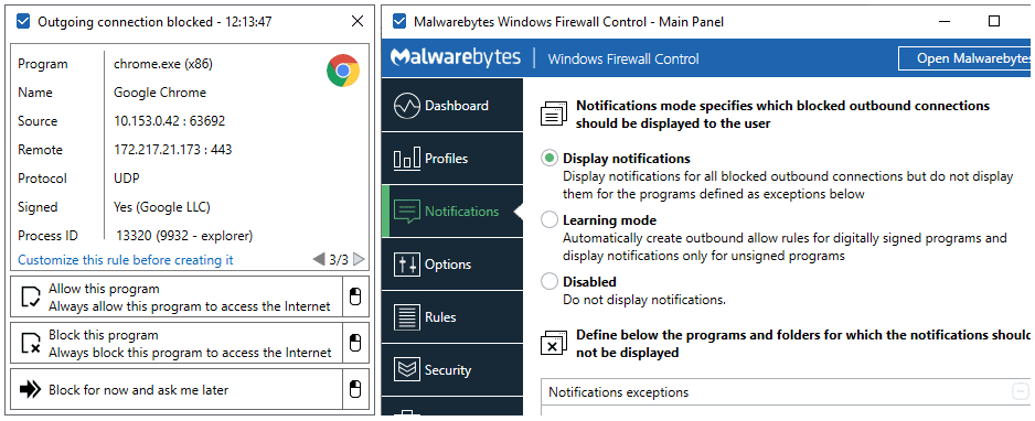 Windows Firewall Control Screenshot