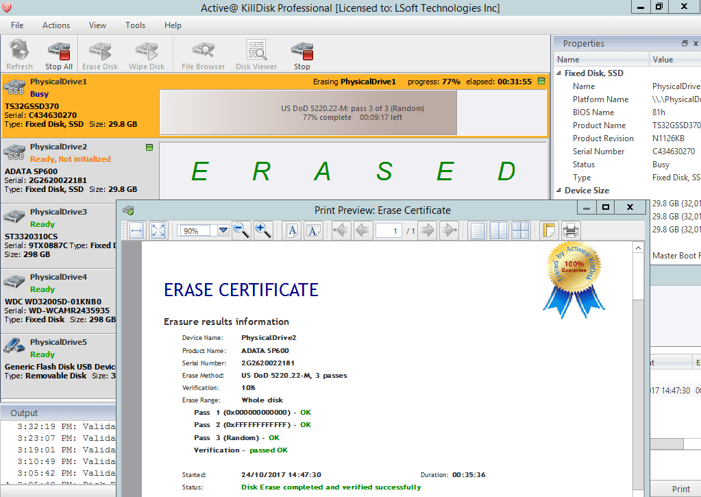 Active@ KillDisk Certificate