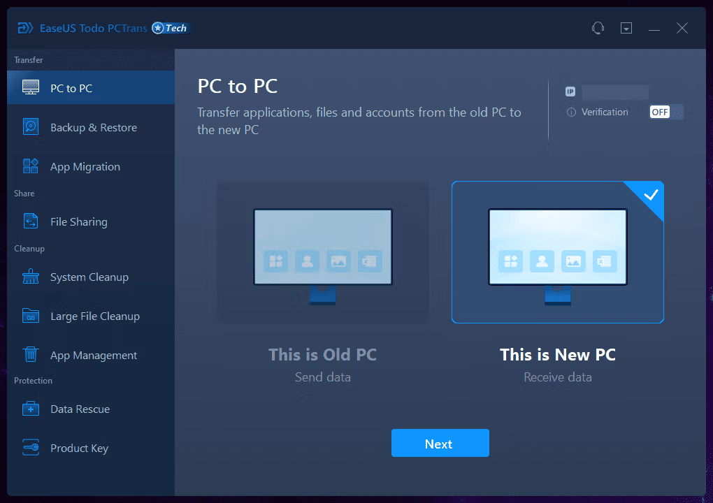 PCTrans Main Screen