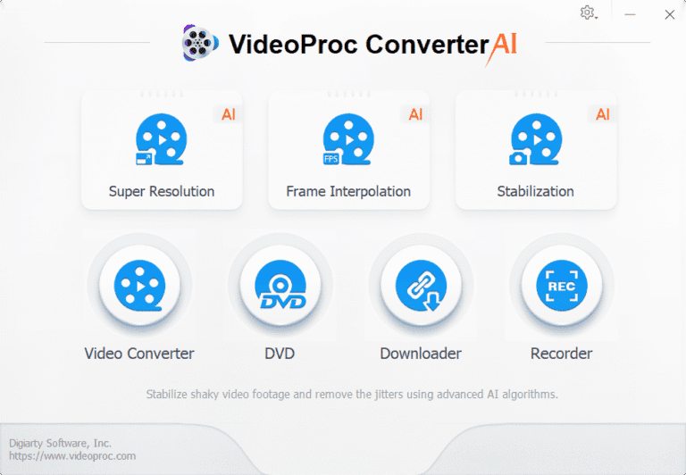 VideoProc Converter AI Main Window