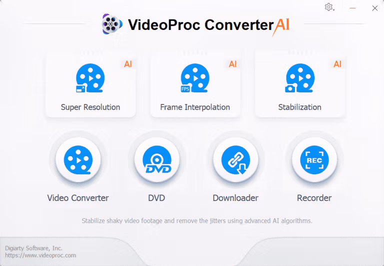 VideoProc Converter AI Main Window