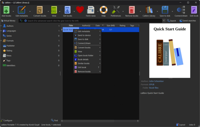 calibre screenshot