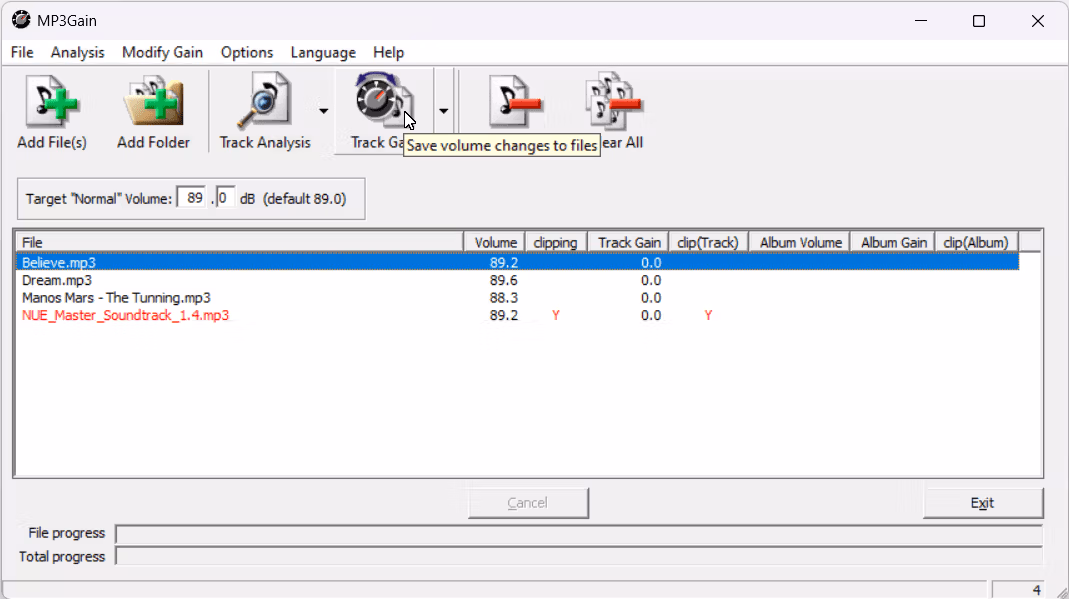 MP3Gain Screenshot