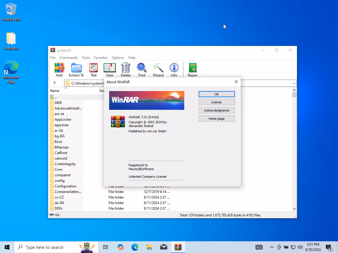 WinRAR on Windows 11 Home 22H2