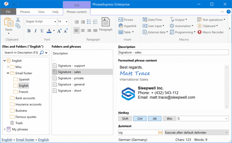 phraseexpress screenshot