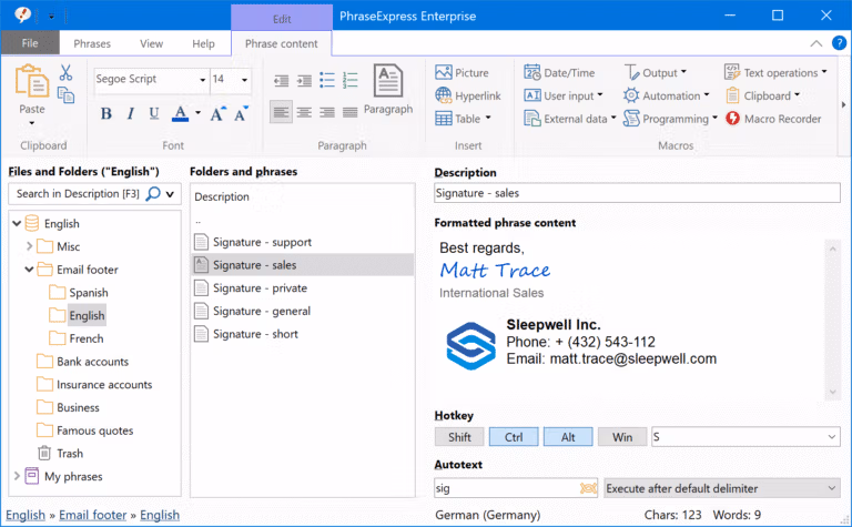 phraseexpress screenshot