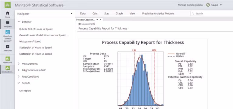 Minitab 22 navigator