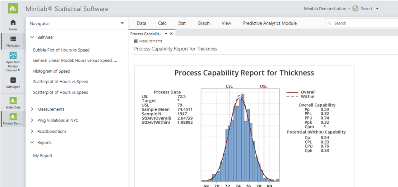 Minitab 22 navigator