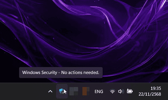 Open Windows Security tray icon