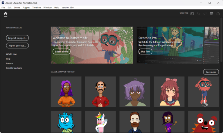 Adobe Character Animator 2026 screenshot