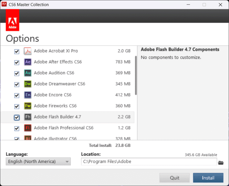 Options screenshot