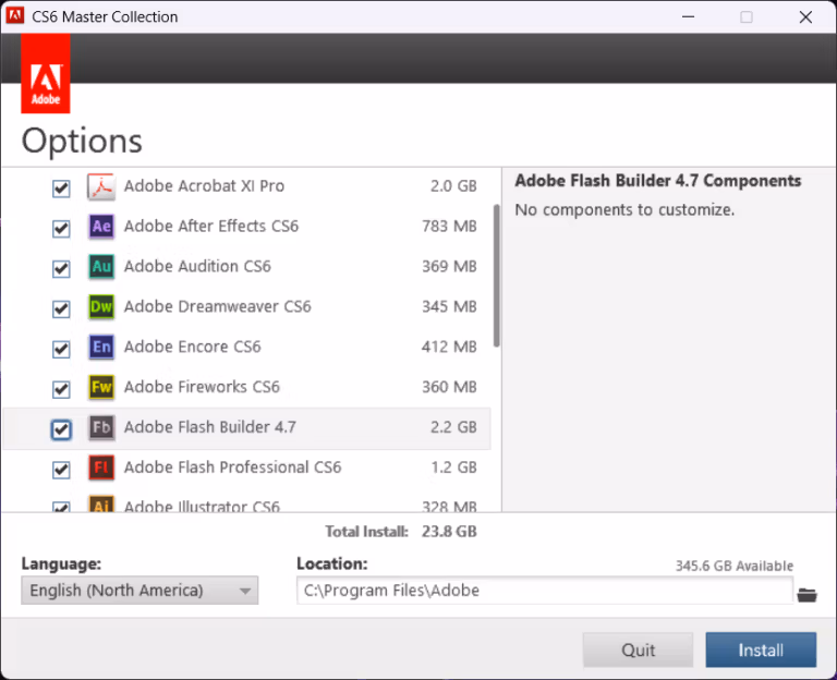 Options screenshot