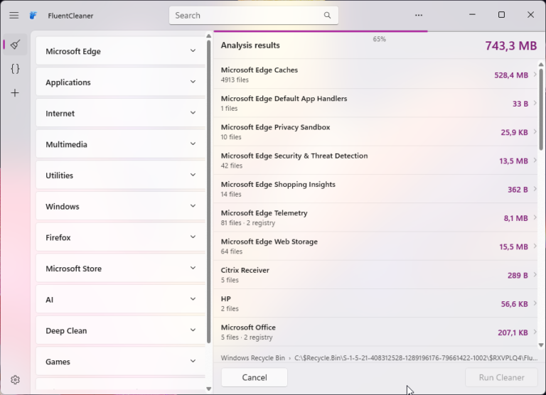 FluentCleaner Screenshot