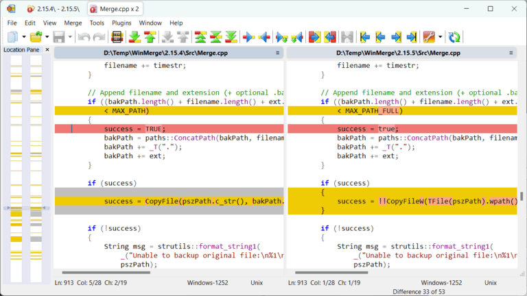 WinMerge file comparison