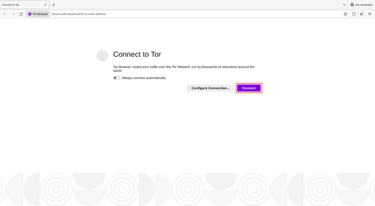 Tor Browser initial network connection dialog