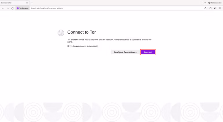 Tor Browser initial network connection dialog